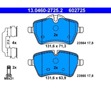Brake Pad Set, disc brake 13.0460-2725.2 ATE