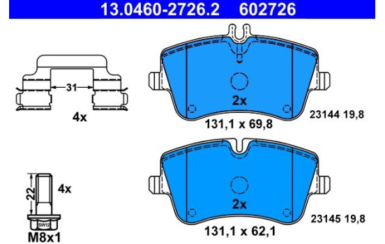 Brake Pad Set, disc brake 13.0460-2726.2 ATE, Image 2