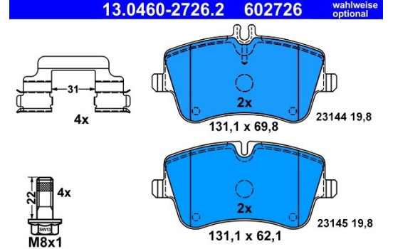 Brake Pad Set, disc brake 13.0460-2726.2 ATE, Image 3