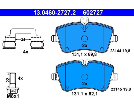 Brake Pad Set, disc brake 13.0460-2727.2 ATE, Image 2
