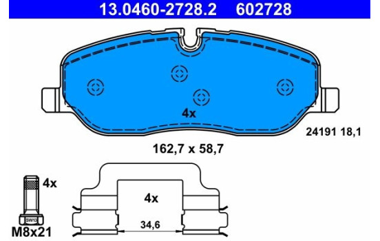 Brake Pad Set, disc brake 13.0460-2728.2 ATE, Image 2