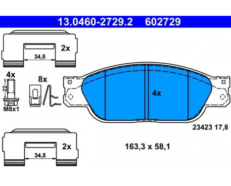 Brake Pad Set, disc brake 13.0460-2729.2 ATE, Image 2