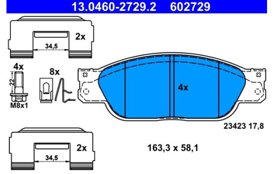 Brake Pad Set, disc brake 13.0460-2729.2 ATE, Image 2