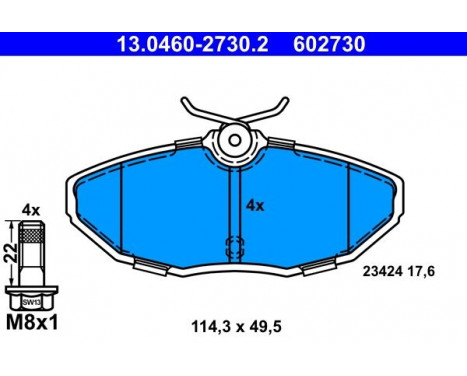 Brake Pad Set, disc brake 13.0460-2730.2 ATE, Image 3