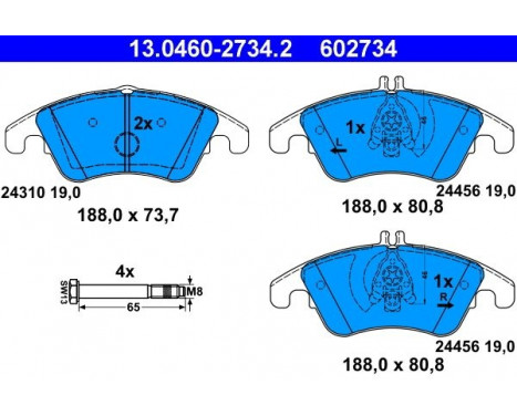 Brake Pad Set, disc brake 13.0460-2734.2 ATE, Image 2