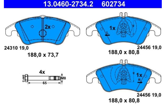 Brake Pad Set, disc brake 13.0460-2734.2 ATE, Image 2
