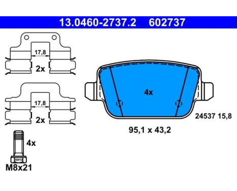 Brake Pad Set, disc brake 13.0460-2737.2 ATE, Image 2