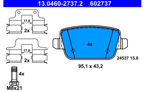 Brake Pad Set, disc brake 13.0460-2737.2 ATE, Image 2