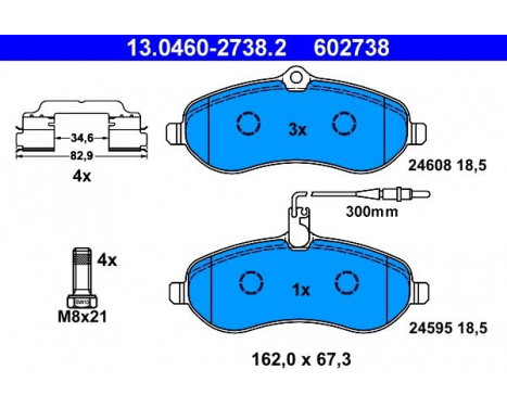Brake Pad Set, disc brake 13.0460-2738.2 ATE, Image 2