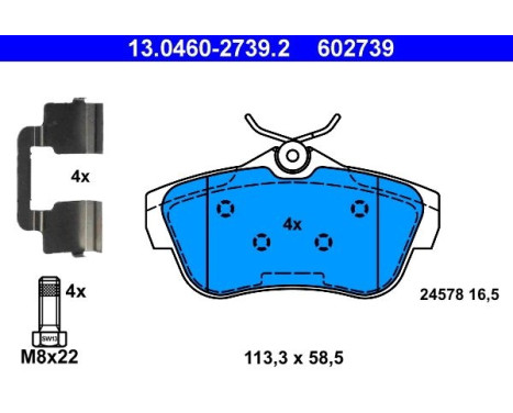 Brake Pad Set, disc brake 13.0460-2739.2 ATE, Image 2