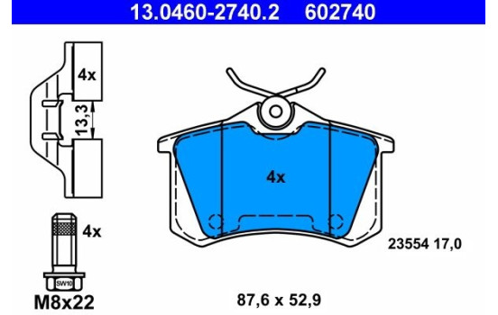 Brake Pad Set, disc brake 13.0460-2740.2 ATE, Image 2
