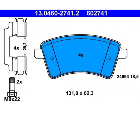 Brake Pad Set, disc brake 13.0460-2741.2 ATE, Image 2
