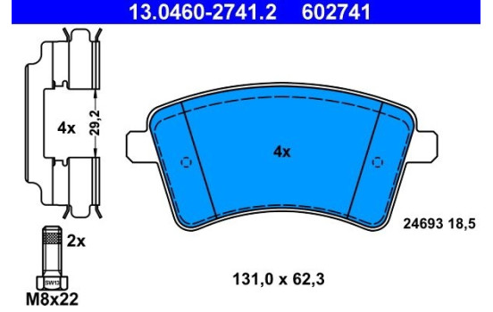 Brake Pad Set, disc brake 13.0460-2741.2 ATE, Image 2