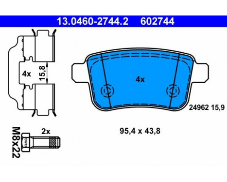 Brake Pad Set, disc brake 13.0460-2744.2 ATE, Image 2