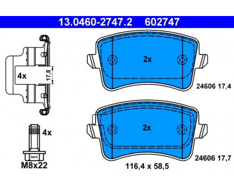 Brake Pad Set, disc brake 13.0460-2747.2 ATE, Image 2