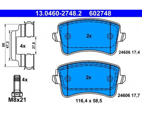 Brake Pad Set, disc brake 13.0460-2748.2 ATE