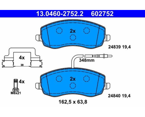 Brake Pad Set, disc brake 13.0460-2752.2 ATE, Image 2