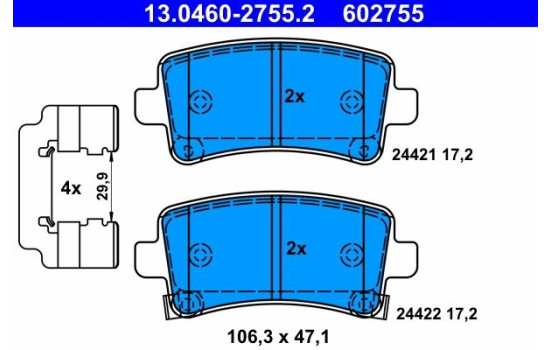 Brake Pad Set, disc brake 13.0460-2755.2 ATE, Image 2