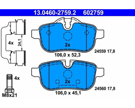 Brake Pad Set, disc brake 13.0460-2759.2 ATE, Image 2