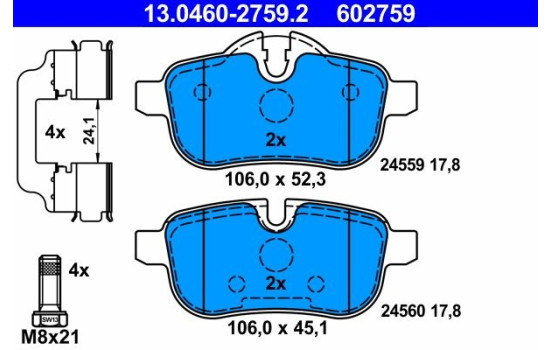 Brake Pad Set, disc brake 13.0460-2759.2 ATE, Image 2