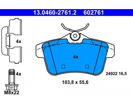 Brake Pad Set, disc brake 13.0460-2761.2 ATE, Image 2