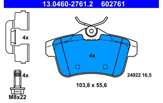 Brake Pad Set, disc brake 13.0460-2761.2 ATE, Image 2