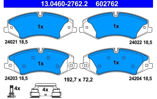 Brake Pad Set, disc brake 13.0460-2762.2 ATE, Image 2