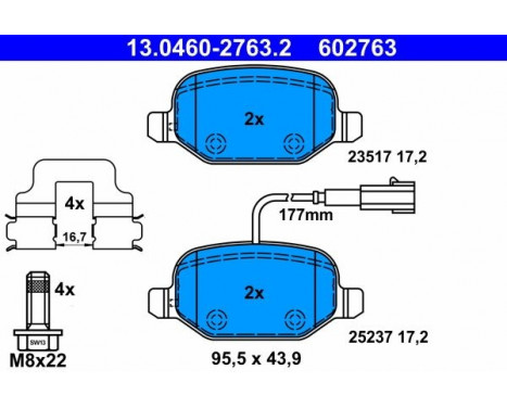 Brake Pad Set, disc brake 13.0460-2763.2 ATE, Image 2