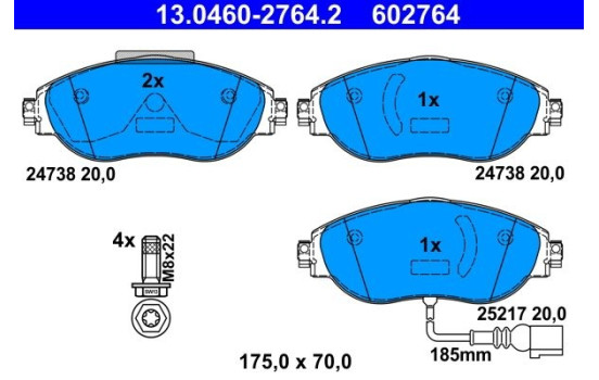 Brake Pad Set, disc brake 13.0460-2764.2 ATE, Image 2