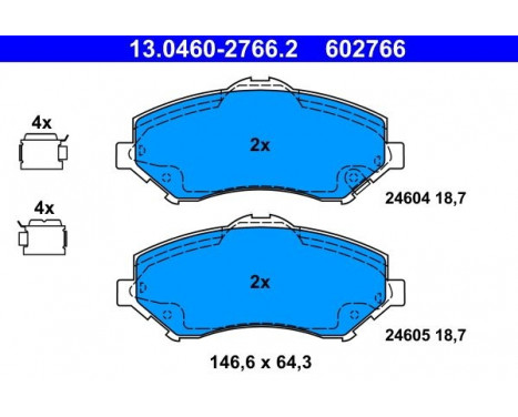 Brake Pad Set, disc brake 13.0460-2766.2 ATE, Image 2