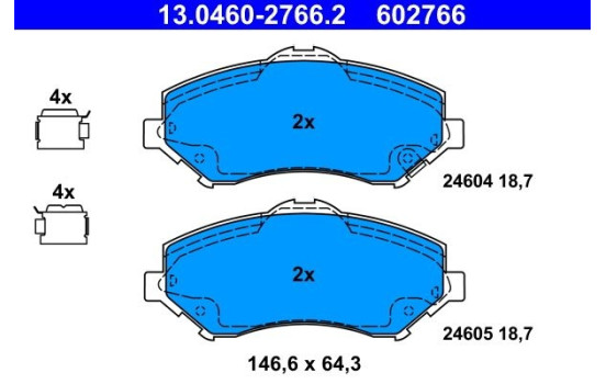 Brake Pad Set, disc brake 13.0460-2766.2 ATE, Image 2