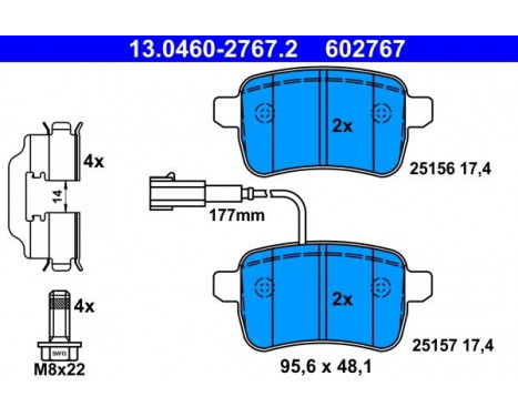 Brake Pad Set, disc brake 13.0460-2767.2 ATE, Image 2