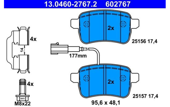 Brake Pad Set, disc brake 13.0460-2767.2 ATE, Image 2