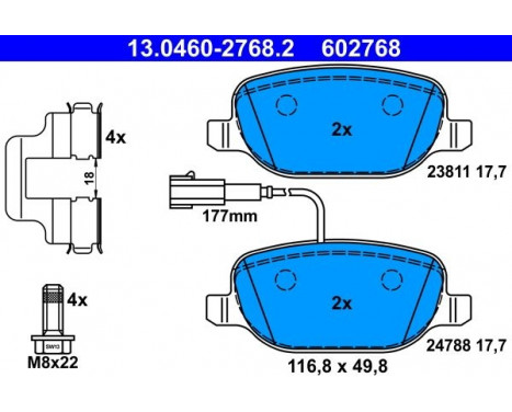 Brake Pad Set, disc brake 13.0460-2768.2 ATE, Image 2