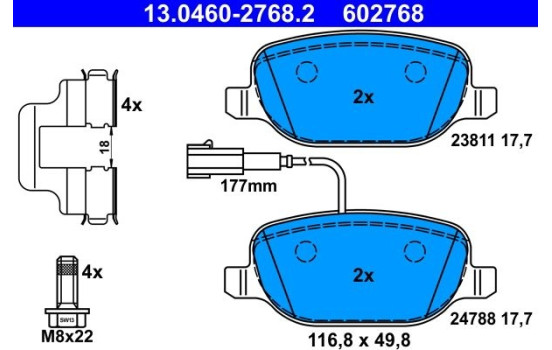 Brake Pad Set, disc brake 13.0460-2768.2 ATE, Image 2