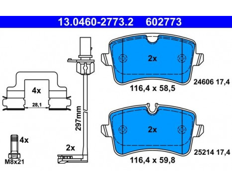 Brake Pad Set, disc brake 13.0460-2773.2 ATE, Image 2