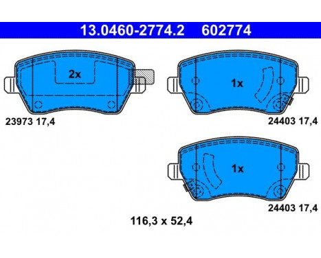 Brake Pad Set, disc brake 13.0460-2774.2 ATE, Image 2