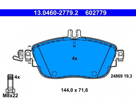 Brake Pad Set, disc brake 13.0460-2779.2 ATE, Image 2