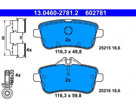 Brake Pad Set, disc brake 13.0460-2781.2 ATE, Image 2