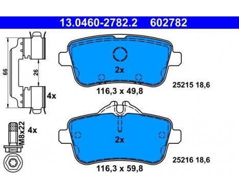 Brake Pad Set, disc brake 13.0460-2782.2 ATE, Image 2