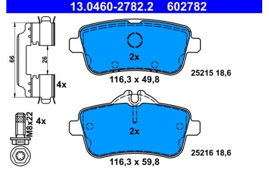 Brake Pad Set, disc brake 13.0460-2782.2 ATE, Image 2