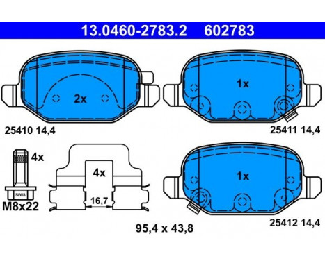 Brake Pad Set, disc brake 13.0460-2783.2 ATE