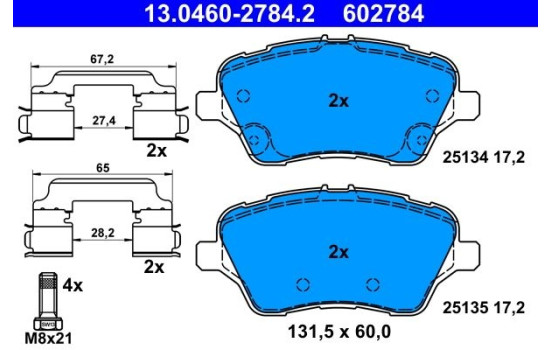 Brake Pad Set, disc brake 13.0460-2784.2 ATE, Image 2