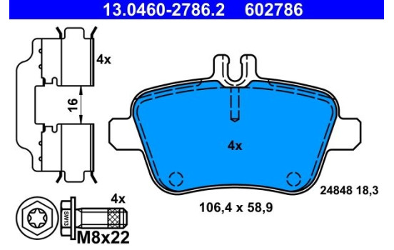 Brake Pad Set, disc brake 13.0460-2786.2 ATE, Image 2