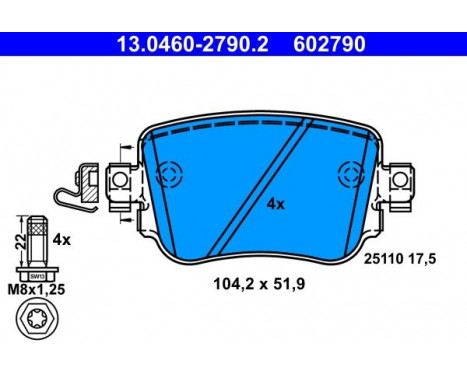 Brake Pad Set, disc brake 13.0460-2790.2 ATE, Image 2