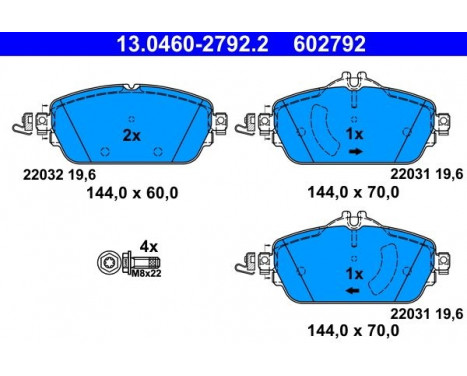 Brake Pad Set, disc brake 13.0460-2792.2 ATE, Image 2