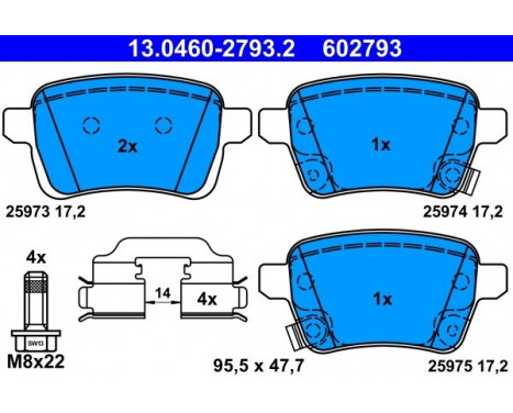 Brake Pad Set, disc brake 13.0460-2793.2 ATE, Image 2