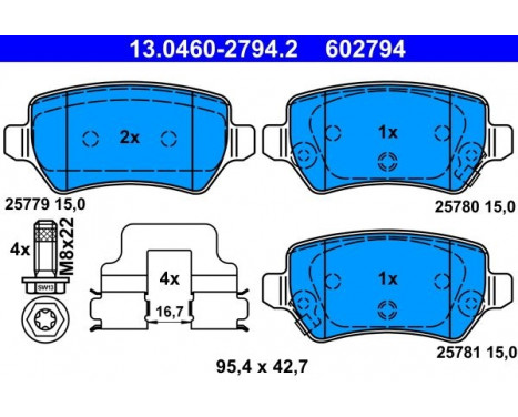 Brake Pad Set, disc brake 13.0460-2794.2 ATE