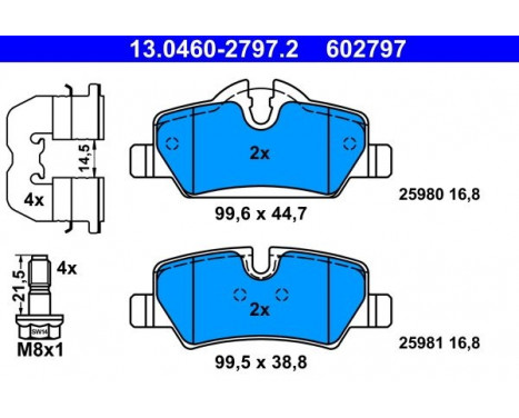 Brake Pad Set, disc brake 13.0460-2797.2 ATE, Image 2