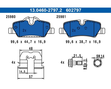 Brake Pad Set, disc brake 13.0460-2797.2 ATE, Image 3
